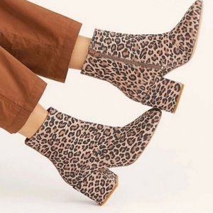 Free People Nicola Heeled Cheetah Print Boots 7.5